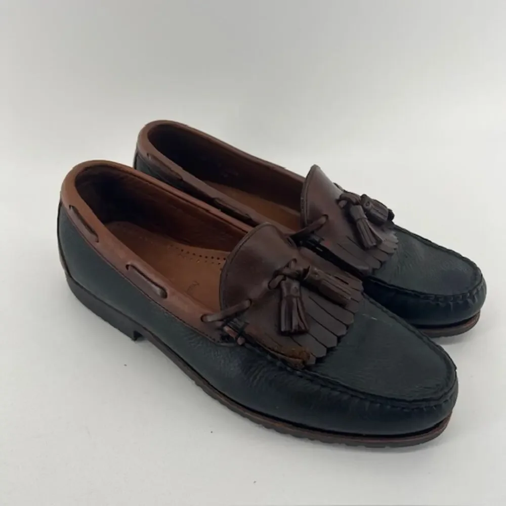 Allen Edmonds Nashua Loafer Mens 12D Brown Two-Tone Kiltie Tassel Moc ToePebbled